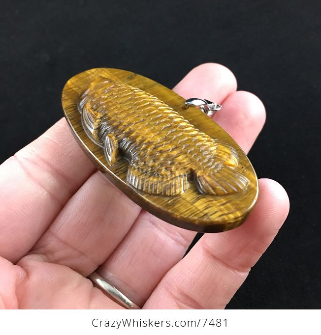 Arowana Fish Carved Tiger Eye Stone Pendant Jewelry - #gwq1eQcJah4-4