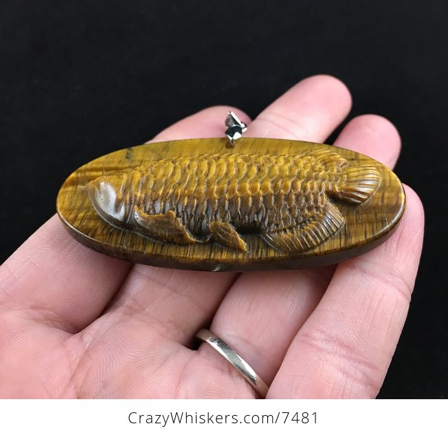 Arowana Fish Carved Tiger Eye Stone Pendant Jewelry - #gwq1eQcJah4-5