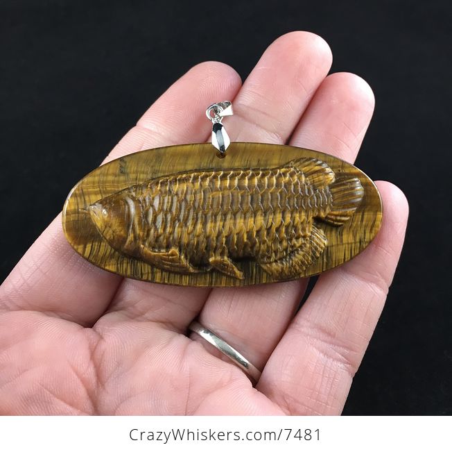 Arowana Fish Carved Tiger Eye Stone Pendant Jewelry - #gwq1eQcJah4-1