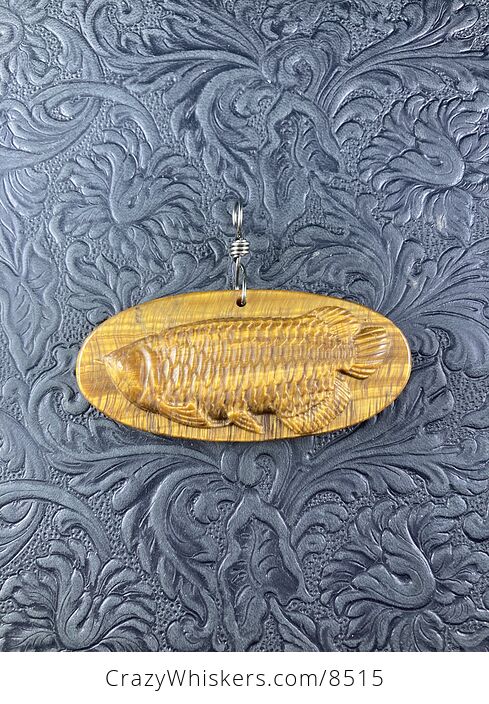 Arowana Fish Carved Tiger Eye Stone Pendant Jewelry - #l0lbLNODCLw-7