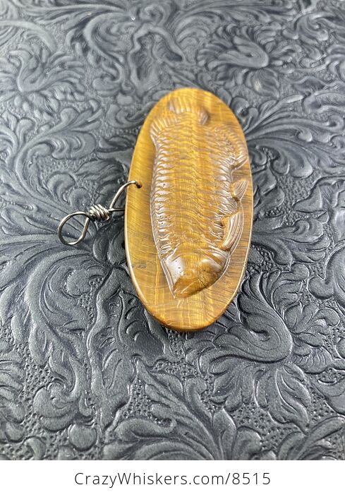 Arowana Fish Carved Tiger Eye Stone Pendant Jewelry - #l0lbLNODCLw-3