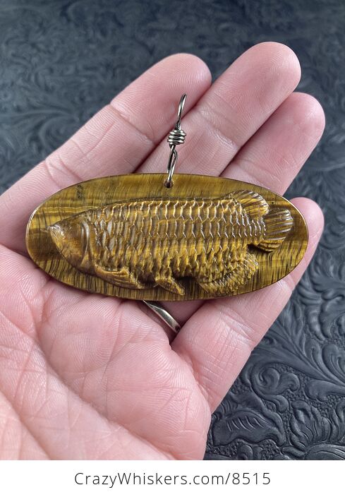 Arowana Fish Carved Tiger Eye Stone Pendant Jewelry - #l0lbLNODCLw-1