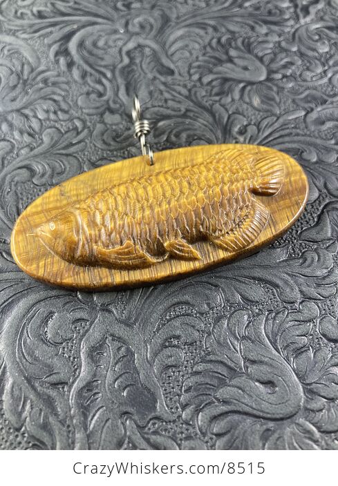 Arowana Fish Carved Tiger Eye Stone Pendant Jewelry - #l0lbLNODCLw-2