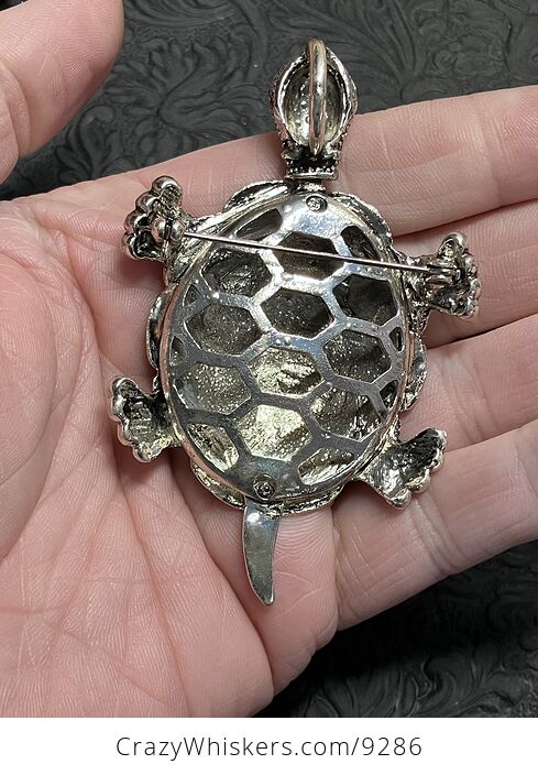 Articulated Turtle Tortoise Brooch and Pendant with Aurora Borealis Rhinestones - #4ZKlG61XS4I-5