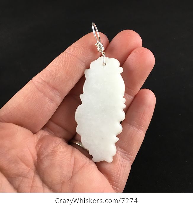Awesome White Carved Chinese Jade Goldfish Pendant - #2NmeLRWl5l0-2