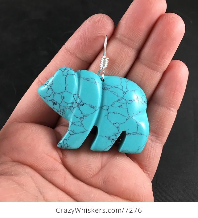 Bear Blue Synthetic Turquoise Stone Pendant - #suGrnN5bFUs-1