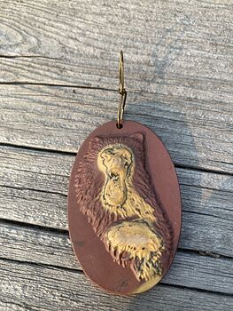 Bear Carved Jasper Stone Pendant Jewelry Mini Art or Ornament #KZtzaEX89aU