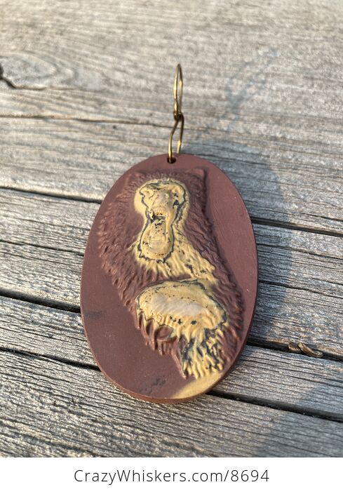 Bear Carved Jasper Stone Pendant Jewelry Mini Art or Ornament - #KZtzaEX89aU-4