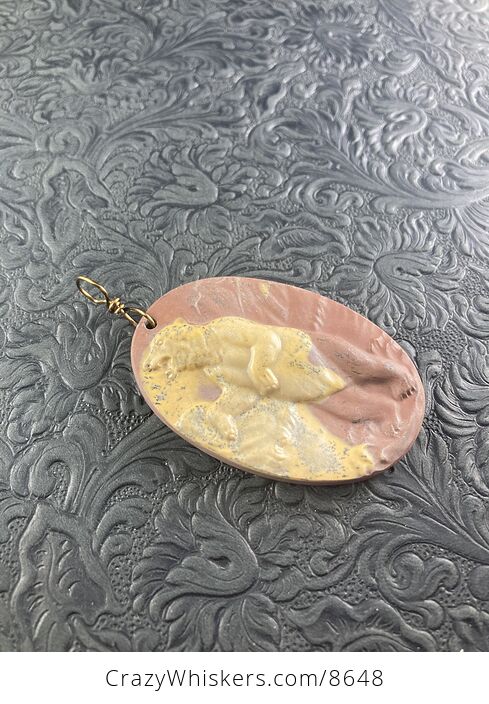 Bear Carved Jasper Stone Pendant Jewelry Mini Art or Ornament - #yfPtLUXiX8U-4