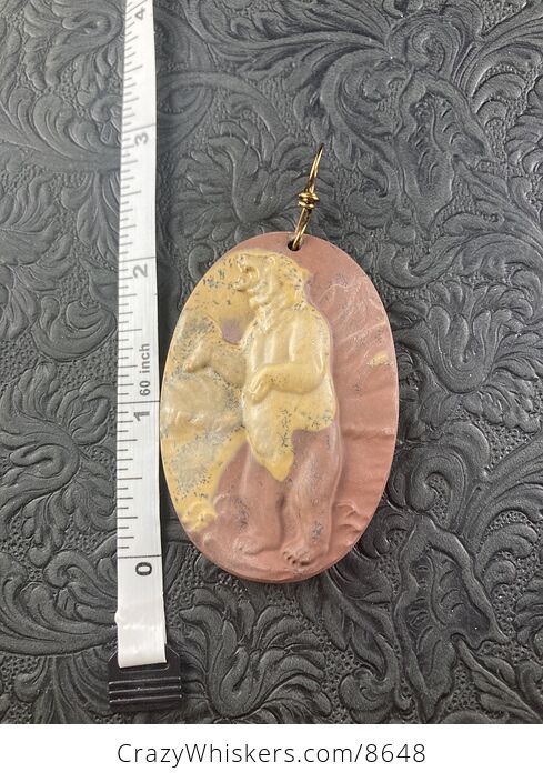 Bear Carved Jasper Stone Pendant Jewelry Mini Art or Ornament - #yfPtLUXiX8U-6