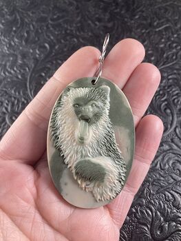 Bear Carved Jasper Stone Pendant Jewelry Ornament Mini Art #qzWx6cqS2OI