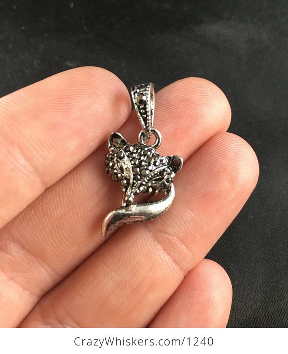 Beautiful and Elegant Small Fox Face and Tail Pendant with Tiny Crystal Rhinestones - #0VFbMfWKWnE-1