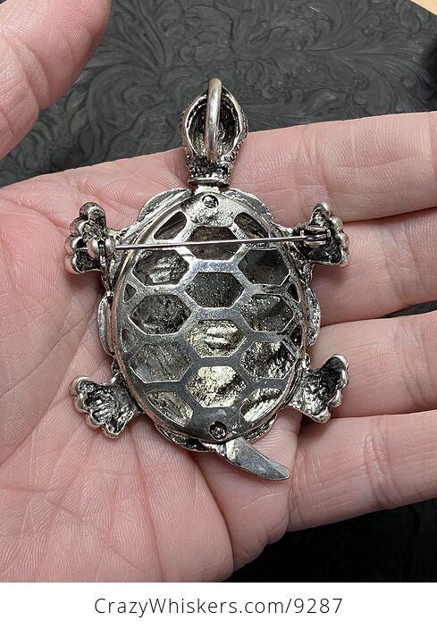 Beautiful Articulated Tortoise Brooch Pin and Pendant with Aurora Borealis Rhinestones - #SCoqALUad5A-6