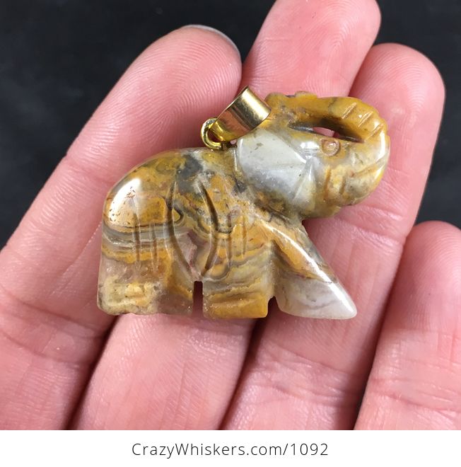 Beautiful Carved Stone Elephant Pendant Necklace - #cVWay43eBc8-2