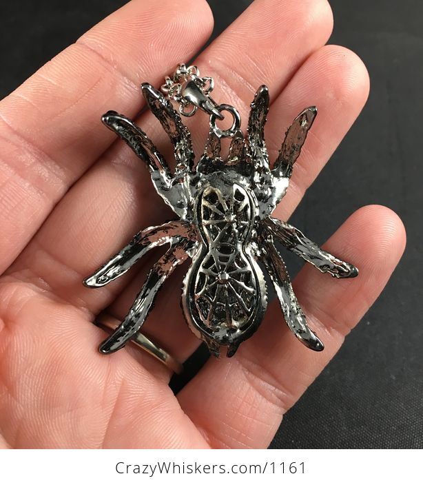 Beautiful Elegant Black Rhinestone and Metal Tarantula Spider Pendant - #Ti3qHDne8iM-2
