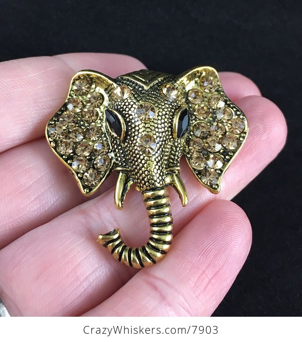 Beautiful Gold Toned Elephant Head Brooch Pin Jewelry - #vOKzRCXZVnc-1