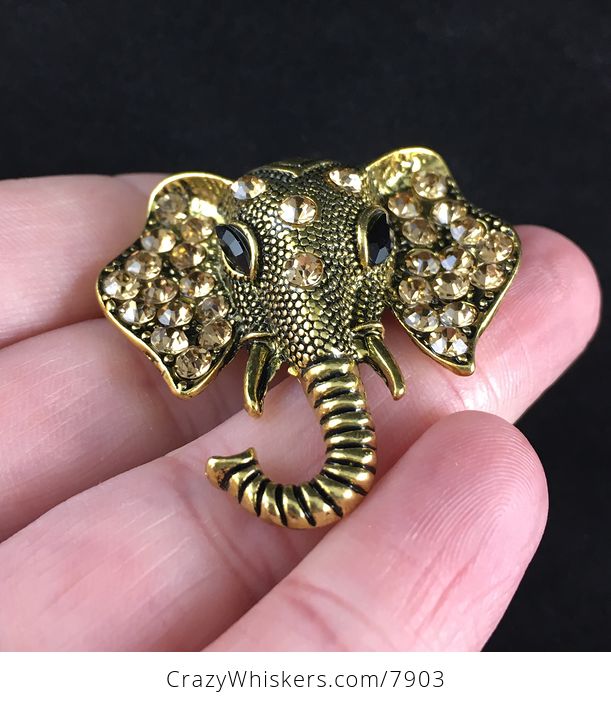 Beautiful Gold Toned Elephant Head Brooch Pin Jewelry - #vOKzRCXZVnc-2