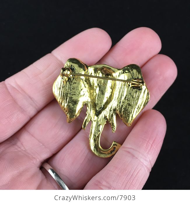 Beautiful Gold Toned Elephant Head Brooch Pin Jewelry - #vOKzRCXZVnc-5