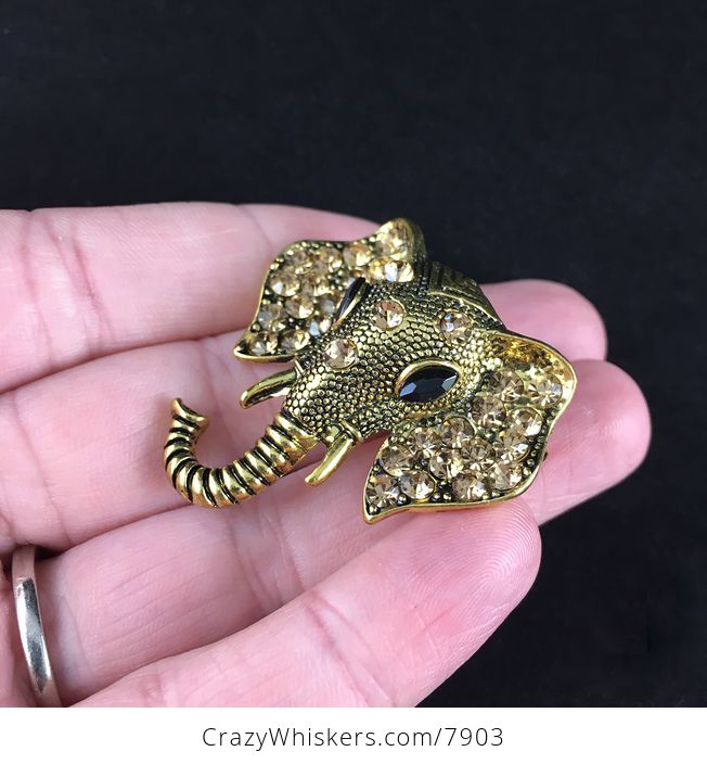 Beautiful Gold Toned Elephant Head Brooch Pin Jewelry - #vOKzRCXZVnc-3