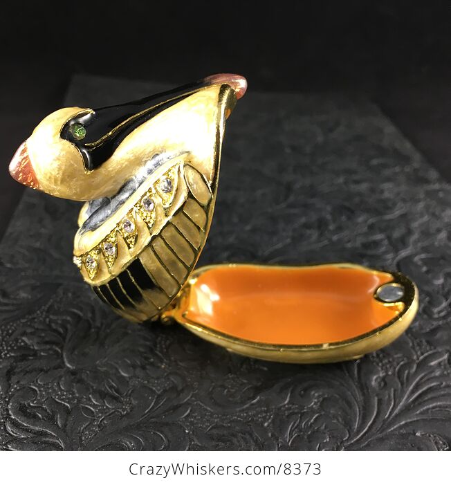 Beautiful Rhinestone and Enamel Pelican Bird Trinket Box - #rl1sGI82mHc-6