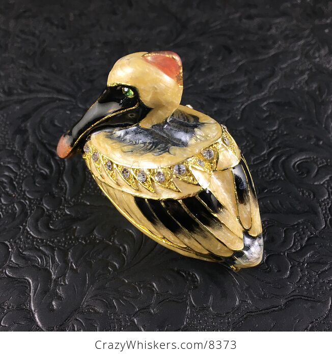 Beautiful Rhinestone and Enamel Pelican Bird Trinket Box - #rl1sGI82mHc-3