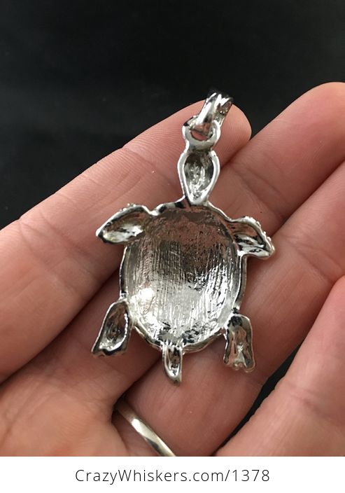 Beautiful Rhinestone and Silver Tone Tortoise Turtle Pendant - #QXBjDW1uLJ4-2