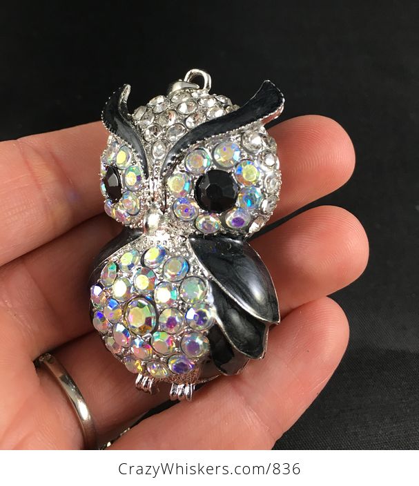 Beautiful Rhinestone Owl Pendant - #dxsAaDeHonM-3