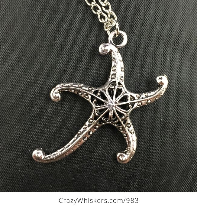 Beautiful Silver Plated Fancy Starfish Pendant - #h8PQIwXTl3E-3