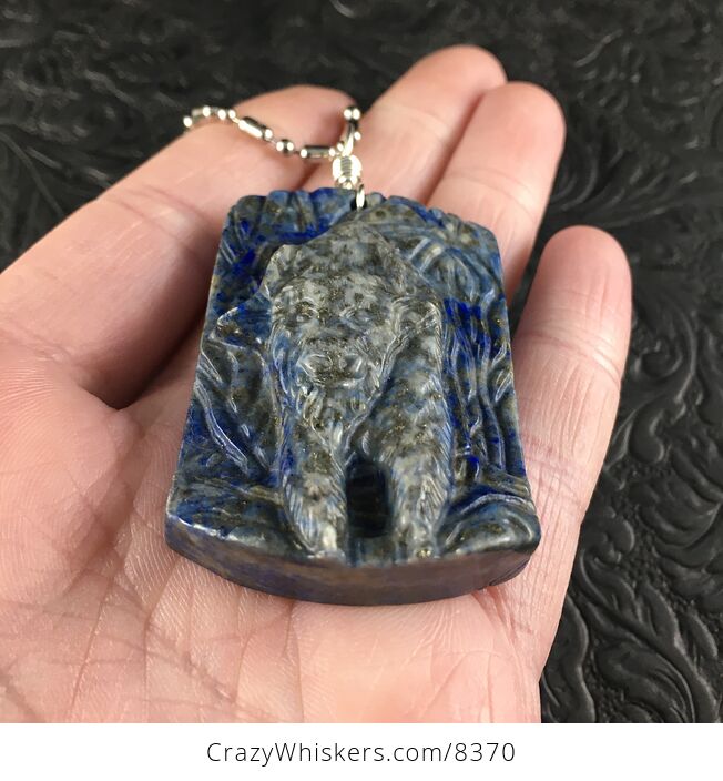 Bison Carved Lapis Lazuli Stone Pendant Necklace Jewelry - #j92WXhBg1gM-2