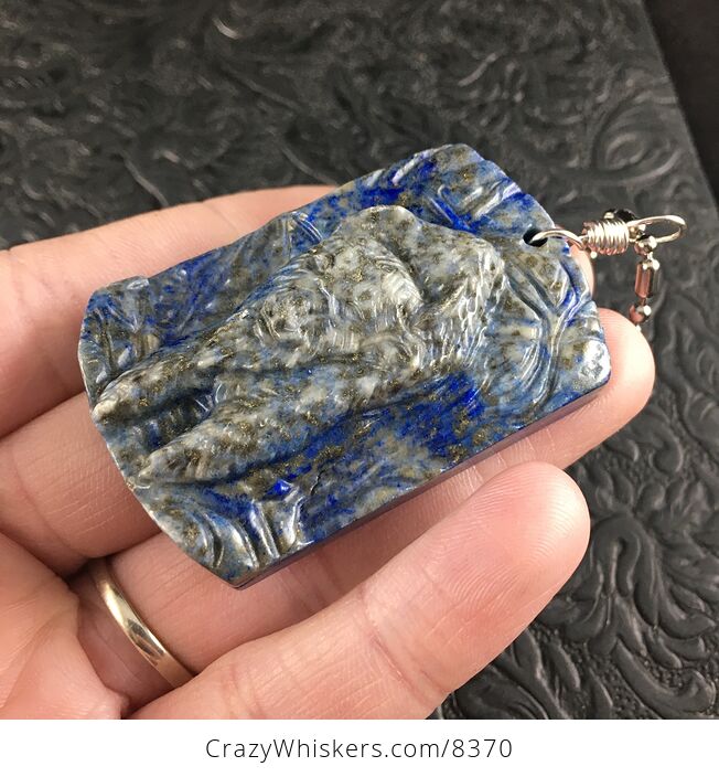 Bison Carved Lapis Lazuli Stone Pendant Necklace Jewelry - #j92WXhBg1gM-3
