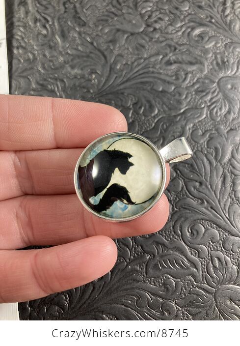 Black Cat Against a Full Moon Halloween Pendant Jewelry Necklace - #Hw5Lvoi42k0-3