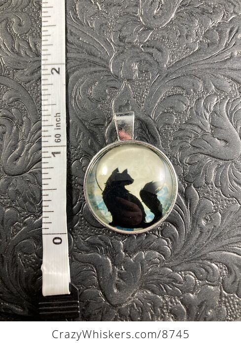 Black Cat Against a Full Moon Halloween Pendant Jewelry Necklace - #Hw5Lvoi42k0-1