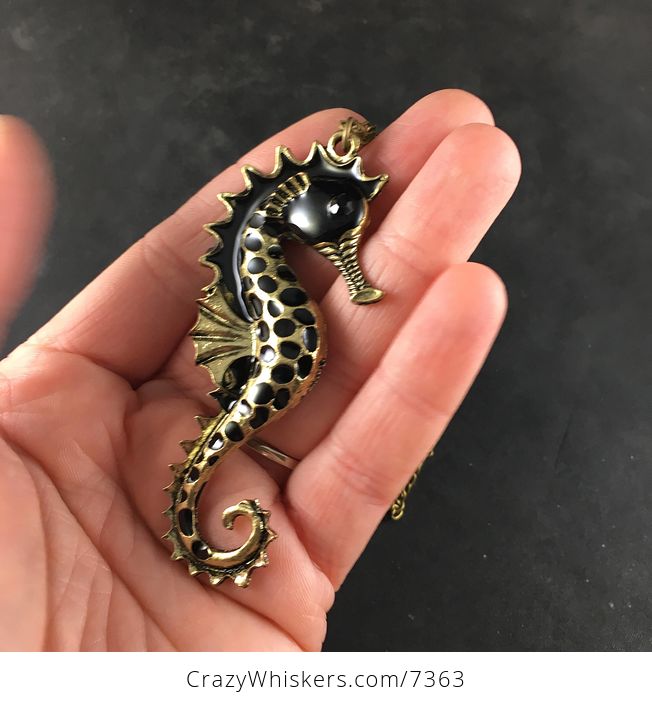 Black Seahorse Jewelry Necklace Pendant - #6JIEJt09QbM-4