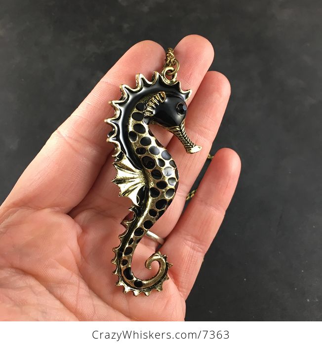 Black Seahorse Jewelry Necklace Pendant - #6JIEJt09QbM-3
