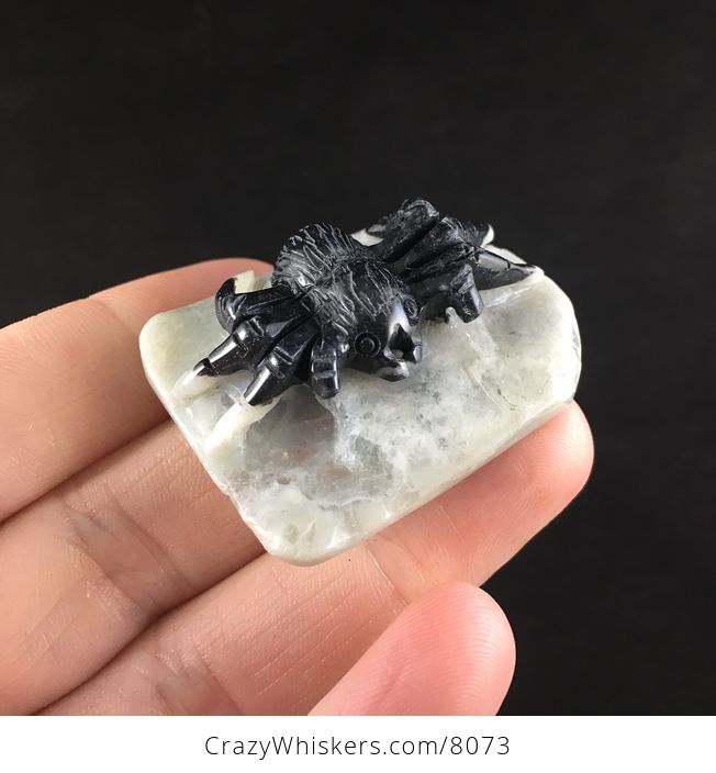 Black Tarantula Spider Amazonite Stone Jewelry Pendant - #uTX3oNGORF8-4