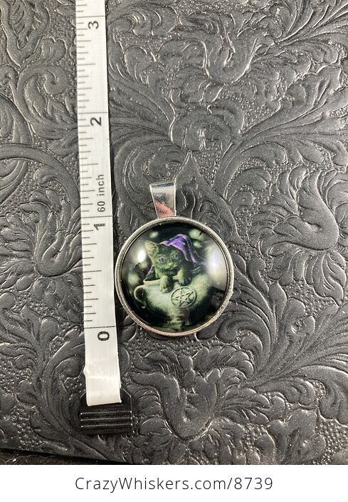 Black Witch Cat in a Cauldron Halloween Pendant Jewelry Necklace - #oHtptjHMdF0-3