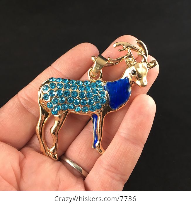 Blue Buck Deer Pendant Jewelry - #hJpRgpqeiNM-1