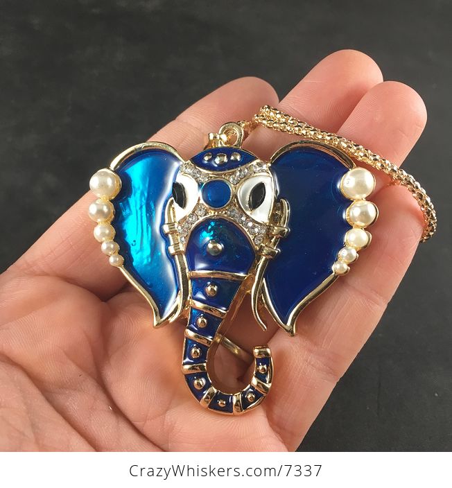 Blue Faced Elephant Head Pendant Necklace Jewelry - #wJYR9EQZRDc-3