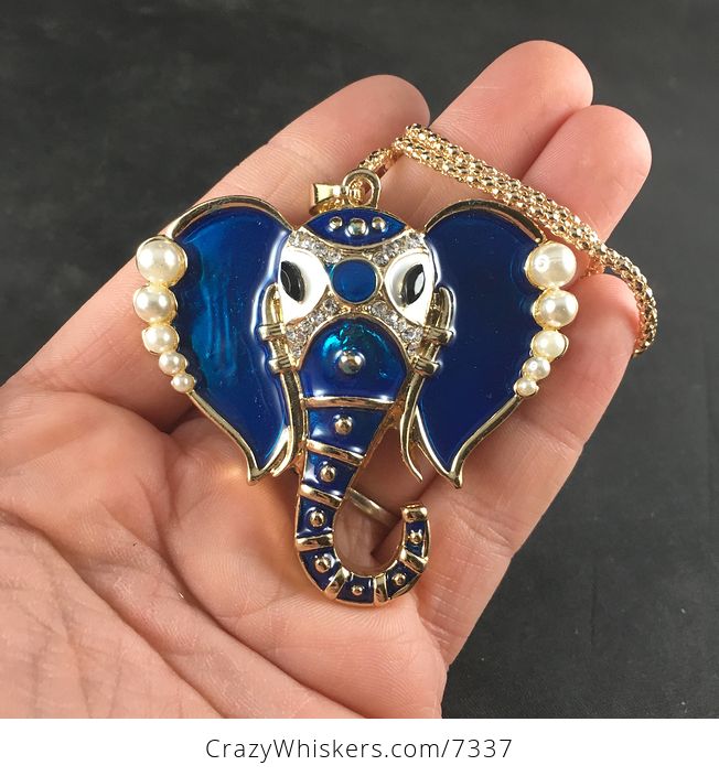 Blue Faced Elephant Head Pendant Necklace Jewelry - #wJYR9EQZRDc-1