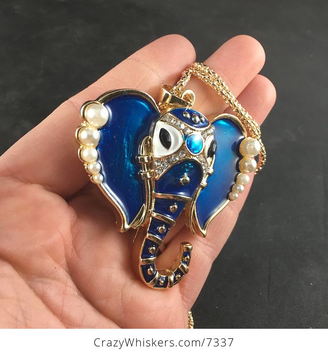 Blue Faced Elephant Head Pendant Necklace Jewelry - #wJYR9EQZRDc-2