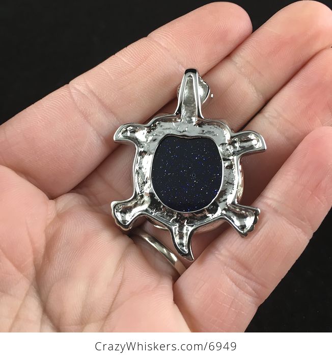Blue Goldstone Turtle Pendant Jewelry - #DXwvWQrSJm8-5