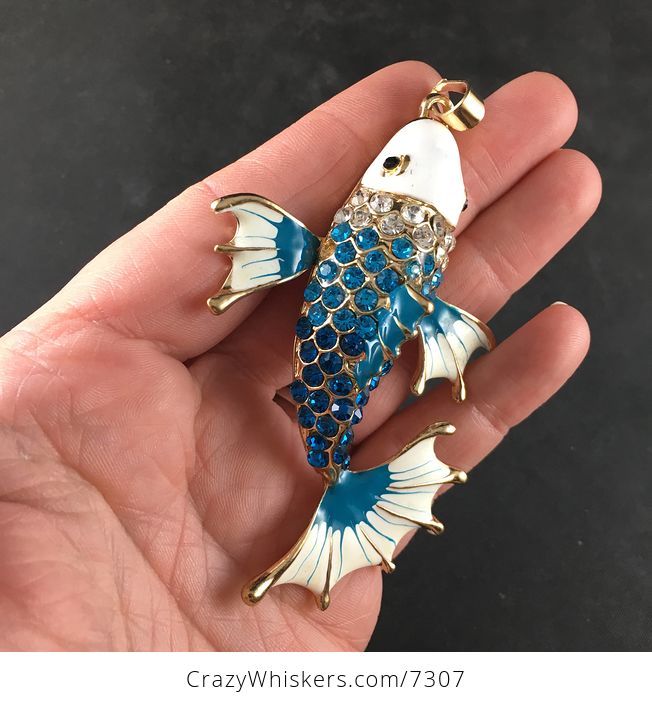 Blue Koi Carp Fish Jewelry Necklace Pendant with Articulated Moving Side Fins - #g8Y2Ag016V8-4