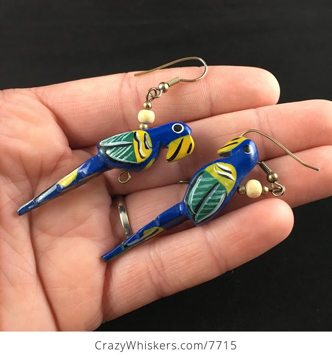 Blue Macaw Parrot Earrings - #XRc8FHX5nWw-2