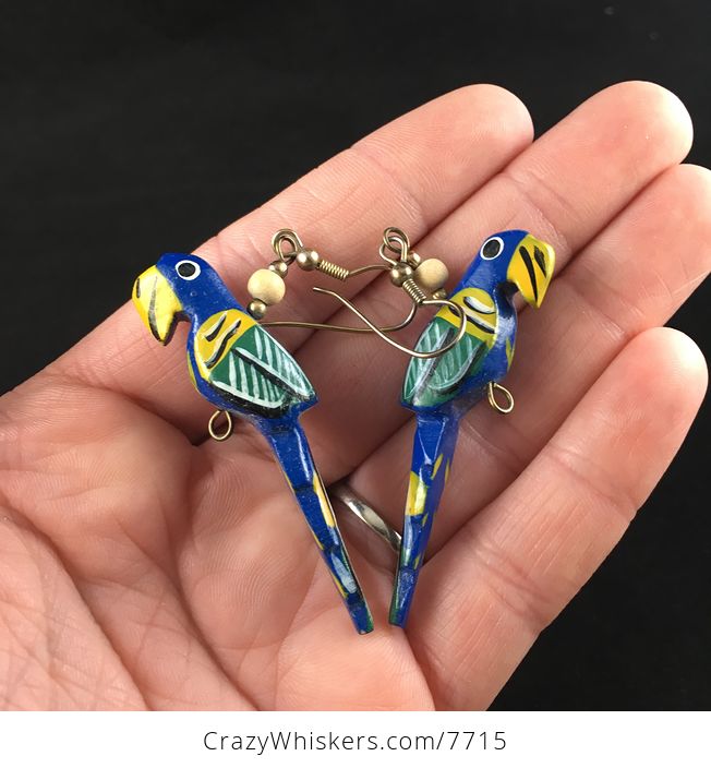 Blue Macaw Parrot Earrings - #XRc8FHX5nWw-3