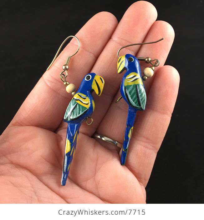 Blue Macaw Parrot Earrings - #XRc8FHX5nWw-1