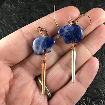 Blue Sodalite Bear and Copper Earrings #i33VfUI5KXE