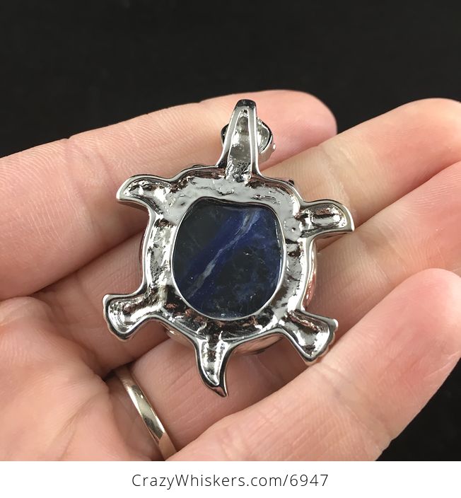 Blue Sodalite Stone Turtle Pendant Jewelry - #9gGo6djAeq4-3