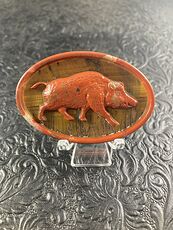 Boar Carved Mini Art Red Jasper and Tigers Eye Stone Pendant Cabochon Jewelry #LZjvMp4yDGY