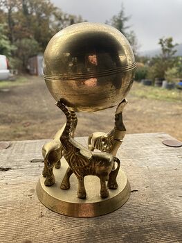 Brass Elephant Sphere and Stand #Ux6FhqW8hAk