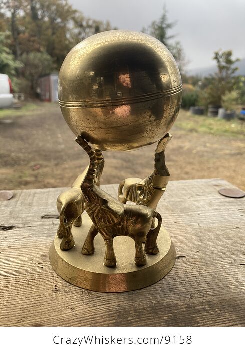 Brass Elephant Sphere and Stand - #Ux6FhqW8hAk-1